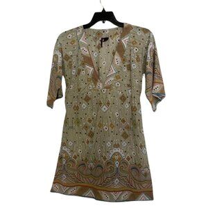 Kool Hearts Bohemian Boho Cotton V-Neck Tie-Back A-Line Dress